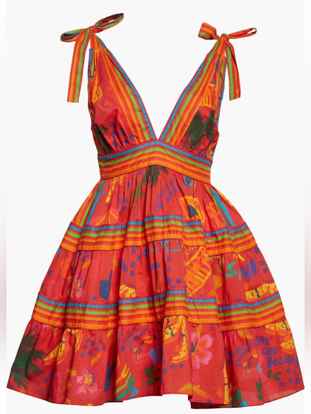 Farm Rio Good Vibes Cotton Mini Dress